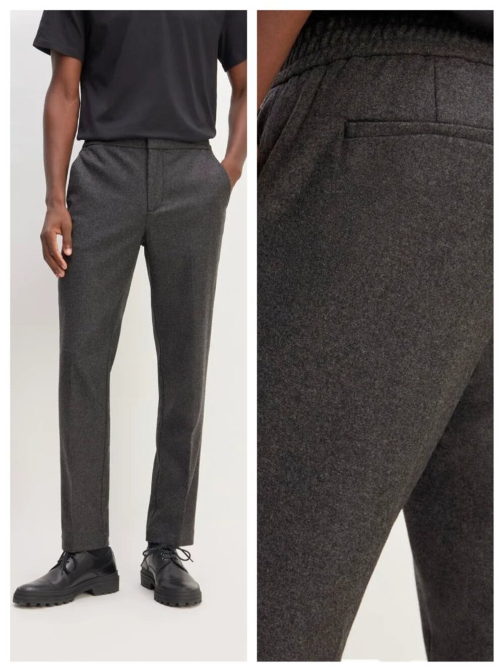 Everlane The Wool Flannel Pull-On Pant 32 Heather Charcoal Gray